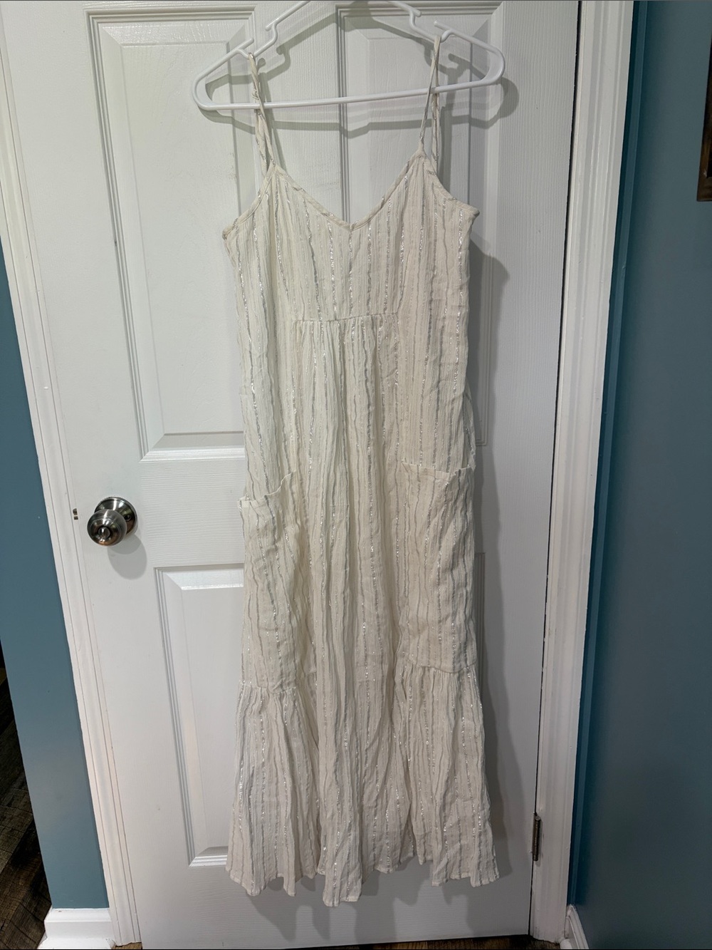 Women’s White Maxi Sundress with Spaghetti Straps